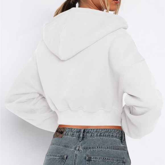 Zip Up Long Sleeve Hooded Cropped Jacket - Picture 14 of 15